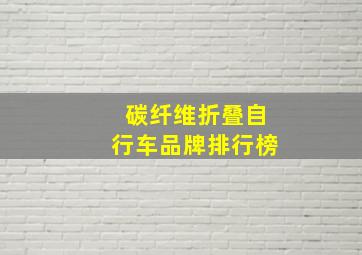 碳纤维折叠自行车品牌排行榜