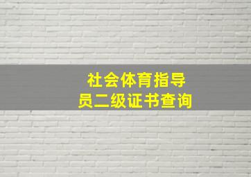 社会体育指导员二级证书查询