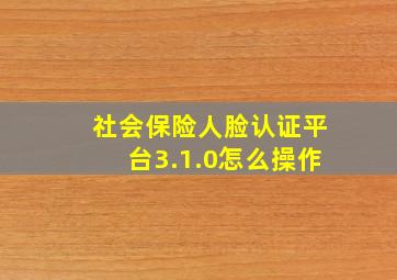 社会保险人脸认证平台3.1.0怎么操作