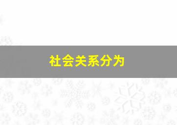 社会关系分为