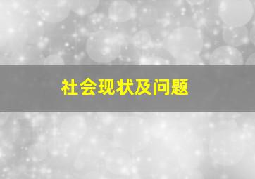 社会现状及问题