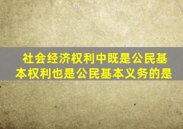 社会经济权利中既是公民基本权利也是公民基本义务的是