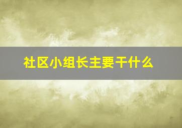 社区小组长主要干什么