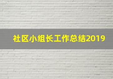 社区小组长工作总结2019