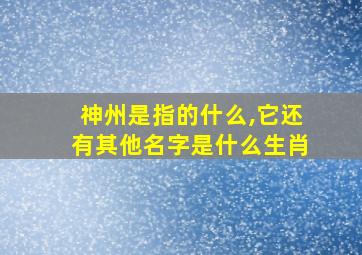 神州是指的什么,它还有其他名字是什么生肖