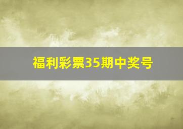 福利彩票35期中奖号