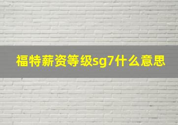 福特薪资等级sg7什么意思