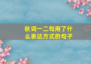 秋词一二句用了什么表达方式的句子