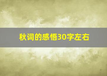 秋词的感悟30字左右