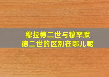 穆拉德二世与穆罕默德二世的区别在哪儿呢