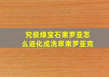 究极绿宝石索罗亚怎么进化成洗翠索罗亚克