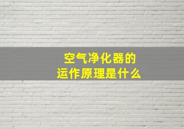 空气净化器的运作原理是什么