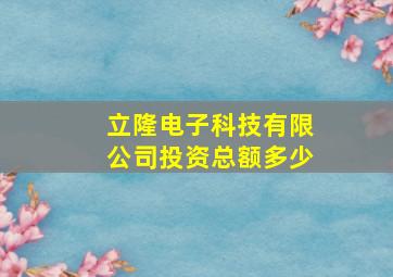 立隆电子科技有限公司投资总额多少