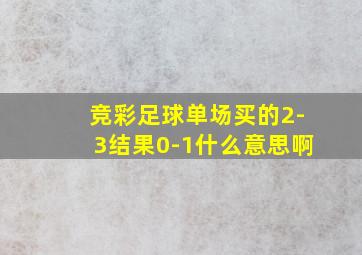 竞彩足球单场买的2-3结果0-1什么意思啊