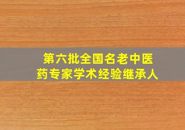 第六批全国名老中医药专家学术经验继承人