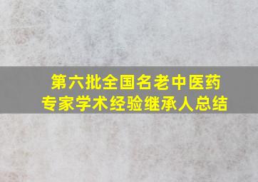 第六批全国名老中医药专家学术经验继承人总结