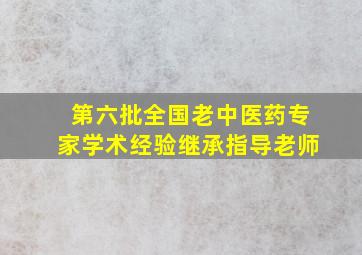 第六批全国老中医药专家学术经验继承指导老师