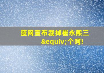 篮网宣布裁掉崔永熙三≡个呵!