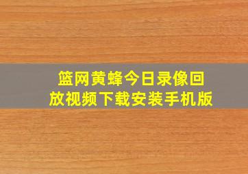 篮网黄蜂今日录像回放视频下载安装手机版