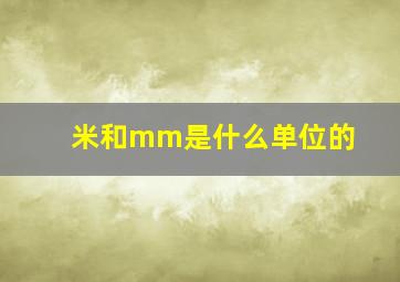 米和mm是什么单位的