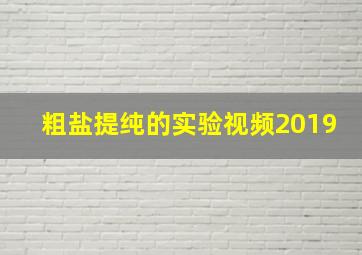 粗盐提纯的实验视频2019