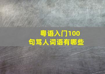 粤语入门100句骂人词语有哪些