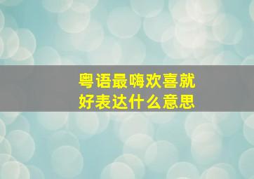 粤语最嗨欢喜就好表达什么意思