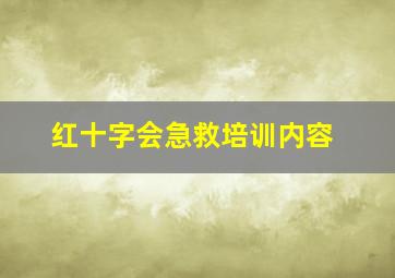 红十字会急救培训内容