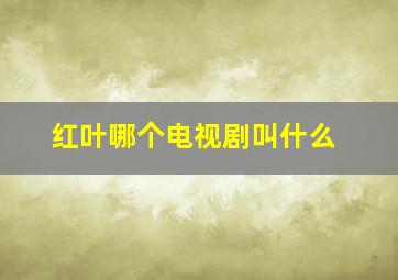 红叶哪个电视剧叫什么