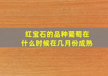 红宝石的品种葡萄在什么时候在几月份成熟