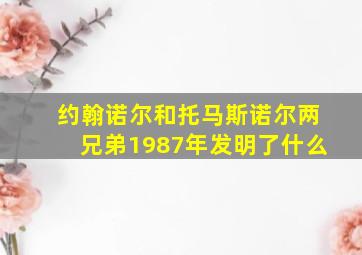 约翰诺尔和托马斯诺尔两兄弟1987年发明了什么