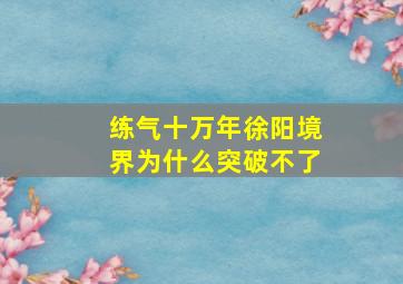 练气十万年徐阳境界为什么突破不了