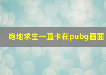 绝地求生一直卡在pubg画面