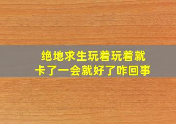 绝地求生玩着玩着就卡了一会就好了咋回事