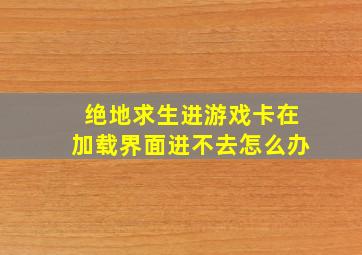 绝地求生进游戏卡在加载界面进不去怎么办