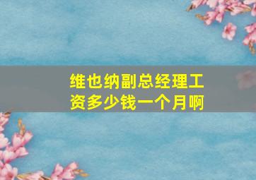 维也纳副总经理工资多少钱一个月啊