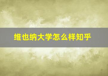 维也纳大学怎么样知乎