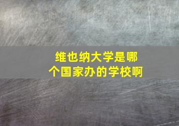 维也纳大学是哪个国家办的学校啊