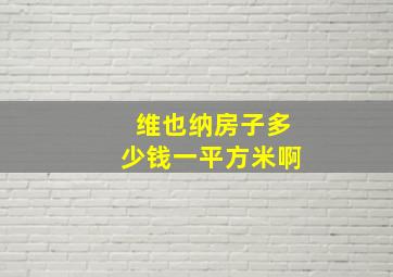 维也纳房子多少钱一平方米啊