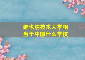 维也纳技术大学相当于中国什么学校