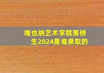 维也纳艺术学院落榜生2024是谁录取的