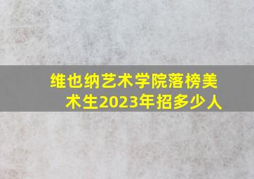 维也纳艺术学院落榜美术生2023年招多少人