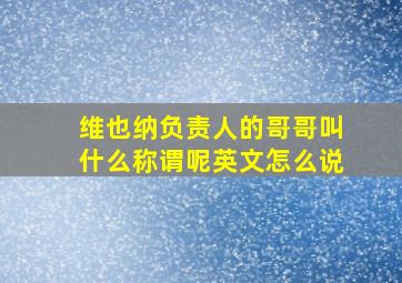 维也纳负责人的哥哥叫什么称谓呢英文怎么说