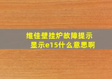 维佳壁挂炉故障提示显示e15什么意思啊