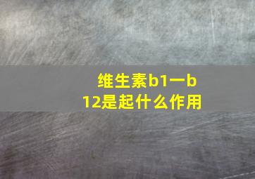 维生素b1一b12是起什么作用