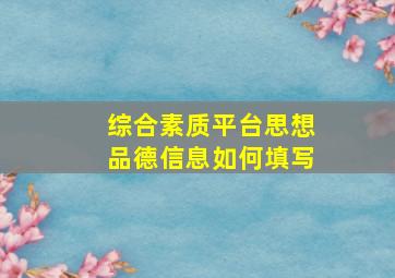 综合素质平台思想品德信息如何填写