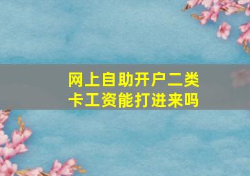 网上自助开户二类卡工资能打进来吗