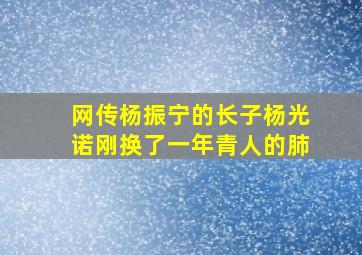 网传杨振宁的长子杨光诺刚换了一年青人的肺