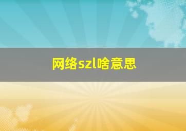 网络szl啥意思