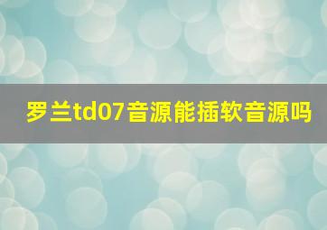 罗兰td07音源能插软音源吗